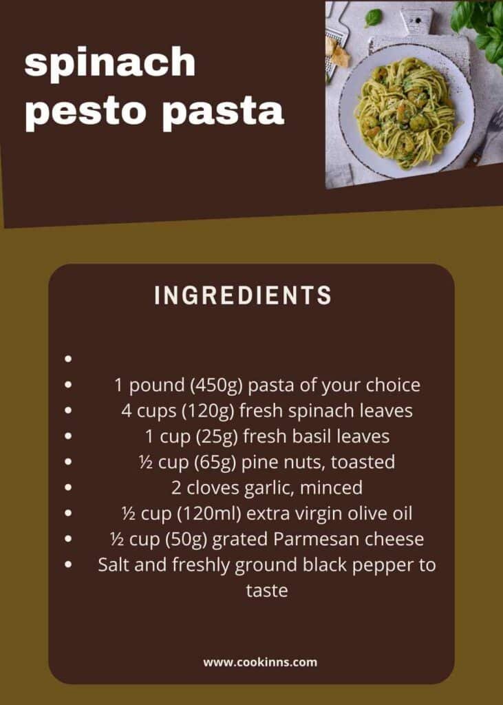 Pesto and Spinach Pasta